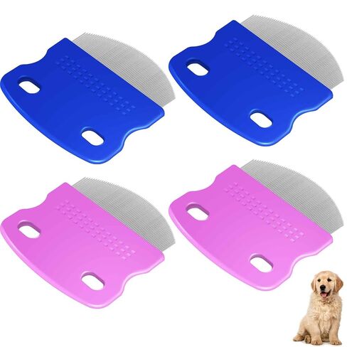4 Pack Eye Comb, Stainless Steel Pet Tear Stain Professional Remover, Dog Cat Flea Lice Grooming Combs with Gentle Rounded Teeth, Eye Gunk Removal, Dematting Tool for Small, Medium & Large Pets in Saudi Arabia