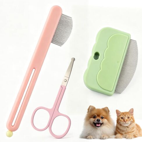 3 Pack Dog Eye Combs, Stainless Steel Tear Stain Remover Tool for Pet Cats in Saudi Arabia