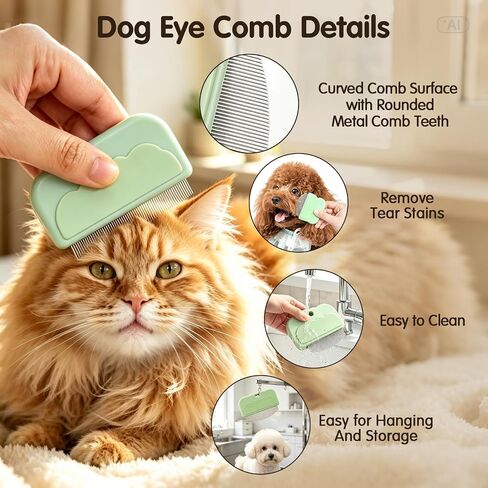 3 Pack Dog Eye Combs, Stainless Steel Tear Stain Remover Tool for Pet Cats in Saudi Arabia
