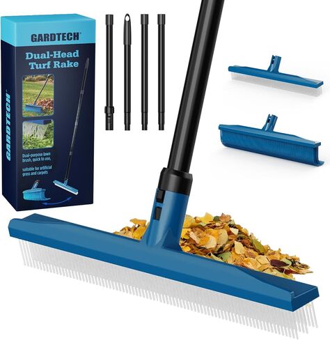 Gardtech 2-in-1 Artificial Turf Rake Brush for Grass Blue in Kuwait