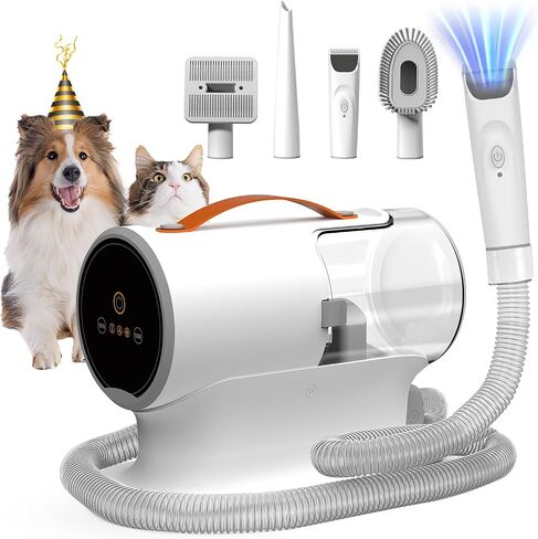 FIXR Dog Grooming Vacuum Kit with Clippers, 12000Pa Strong Suction, 2L Large Dust Cup, Low Noise <50dB, 5-in-1 Pet Hair Trimmer for Dogs Cats Shedding & Home Grooming in Saudi Arabia