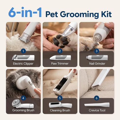 Dog Grooming Vacuum, 6-in-1 Pet Grooming Kit with Nail Grinder in Saudi Arabia