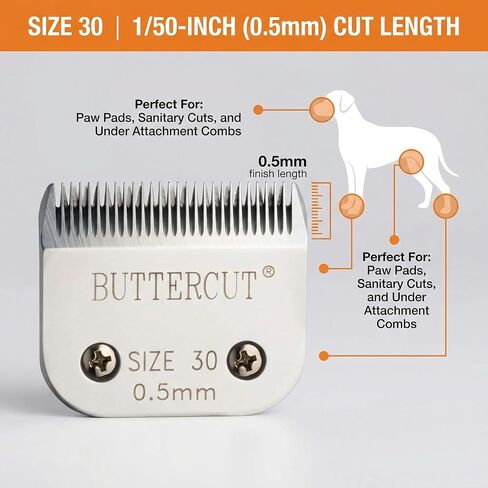 Geib Buttercut Detachable Replacement Dog Clipper Blade - Size-30, Stainless Steel Long-Lasting Sharp Edges, 1/50-Inch Length, Compatible with Andis A5, Oster A5, Wahl KM10, Size-30 Dog Grooming Blade in Saudi Arabia