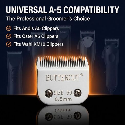 Geib Buttercut Detachable Replacement Dog Clipper Blade - Size-30, Stainless Steel Long-Lasting Sharp Edges, 1/50-Inch Length, Compatible with Andis A5, Oster A5, Wahl KM10, Size-30 Dog Grooming Blade in Saudi Arabia