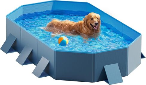 Peteast Dog Pool for Large Dogs, Foldable Hard Plastic, 71 x 39 x 12 in in Kuwait