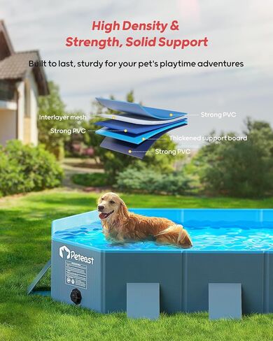 Peteast Dog Pool for Large Dogs, Foldable Hard Plastic, 71 x 39 x 12 in in Kuwait