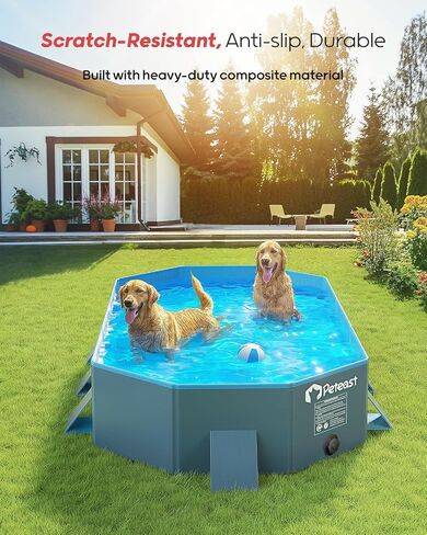 Peteast Dog Pool for Large Dogs, Foldable Hard Plastic, 71 x 39 x 12 in in Kuwait