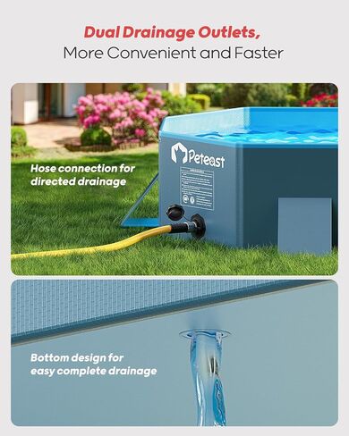 Peteast Dog Pool for Large Dogs, Foldable Hard Plastic, 71 x 39 x 12 in in Kuwait