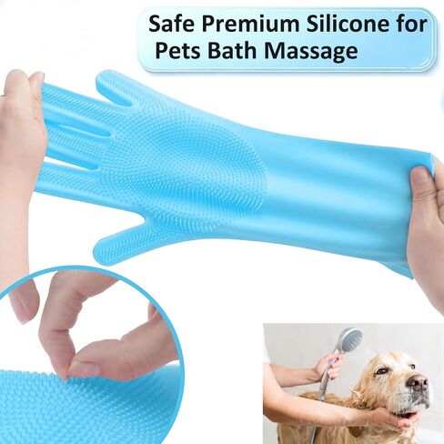 Dog Grooming Gloves, Dog Washing Gloves Bathing Cat Brush Pet-Showerheads in Kuwait