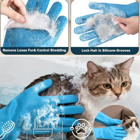 Dog Grooming Gloves, Dog Washing Gloves Bathing Cat Brush Pet-Showerheads in Kuwait