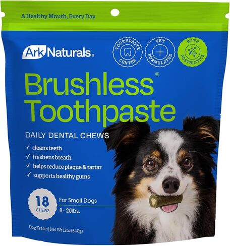 Ark Naturals Brushless Toothpaste Dog Dental Treats - Small Breeds (18 ct) in Saudi Arabia