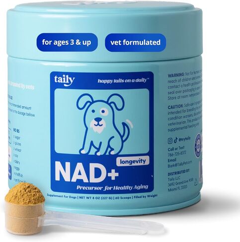 Taily NAD for Dogs – Daily Longevity Supplement – Supports Cellular Energy, Healthy Aging, Brain & Heart Function – Nicotinamide Riboside Precursor for Dogs – NAD+, Vet-Formulated, Made in USA in Kuwait