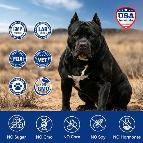 Muscle Gain Chews for Dogs, Weight Gain Supplement with Whey Protein & BCAA Amino Acids for Lean Muscle Support, Strength & Daily Vitality, Vitamins for Active & Bully Breeds, Bacon Flavor, 110 Count in Kuwait