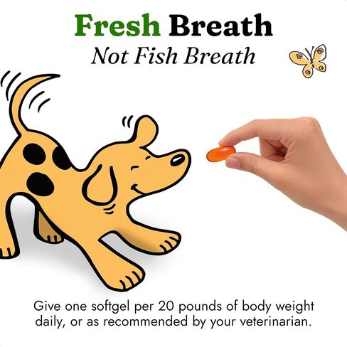 Fish Oil for Dogs, Minty Fresh Breath, Healthy Skin & Coat, EPA DHA in Kuwait