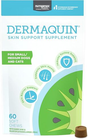 Nutramax Dermaquin Cat and Dog Skin Support Supplement, Soft Chews, 60ct in Kuwait