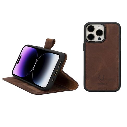 VENOULT Wallet Case for iPhone 14 Plus 6.7", MAgnetic Detachable Compatible with Magsafe, Genuine Leather 2 in 1 Folio Case for Man or Women, Vintage Brown in Saudi Arabia