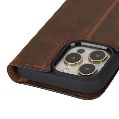 VENOULT Wallet Case for iPhone 14 Plus 6.7", MAgnetic Detachable Compatible with Magsafe, Genuine Leather 2 in 1 Folio Case for Man or Women, Vintage Brown in Saudi Arabia