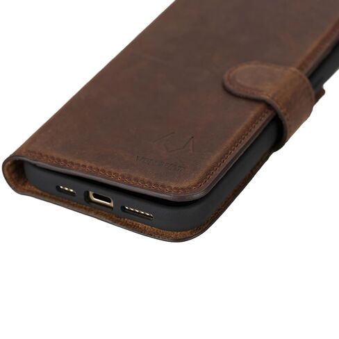 VENOULT Wallet Case for iPhone 14 Plus 6.7", MAgnetic Detachable Compatible with Magsafe, Genuine Leather 2 in 1 Folio Case for Man or Women, Vintage Brown in Saudi Arabia