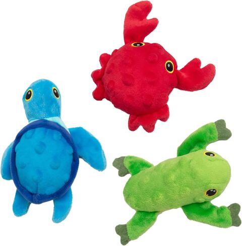 Snugarooz Lil Ocean Buddies Dog Toy Set with Repair Patch – 3 Pack with Crab, Turtle & Frog, Plush & Sustainable – Made from Recycled Water Bottles in Saudi Arabia