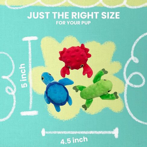 Snugarooz Lil Ocean Buddies Dog Toy Set with Repair Patch – 3 Pack with Crab, Turtle & Frog, Plush & Sustainable – Made from Recycled Water Bottles in Saudi Arabia