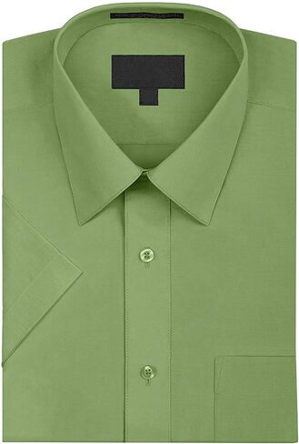 Men's Solid Color Regular Fit Button Up Premium Short Sleeve Dress Shirt in Saudi Arabia