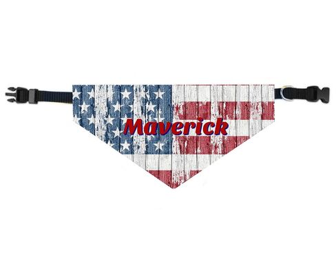 Patriotic Flag Dog Bandana Over the Collar, Personalized, Includes Collar, Custom Pet Bandana, Pet Scarf, New Pet Owner Gift, Choose Size in Kuwait