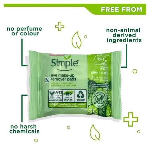 Simple Kind To Eyes Eye Make Up Remover Pads 30 Pieces in Kuwait