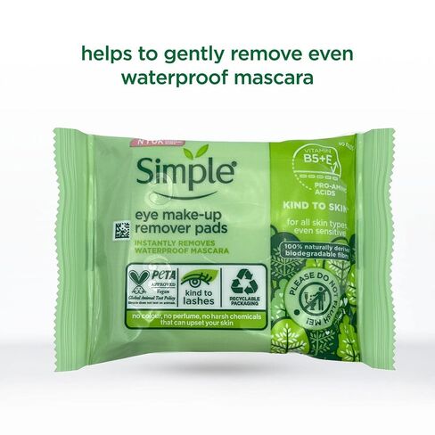 Simple Kind To Eyes Eye Make Up Remover Pads 30 Pieces in Kuwait