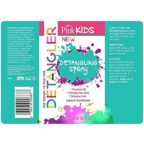 Luster's Pink Kids Detangling Spray, 12 Ounce Made with Provitamin B5. in Saudi Arabia