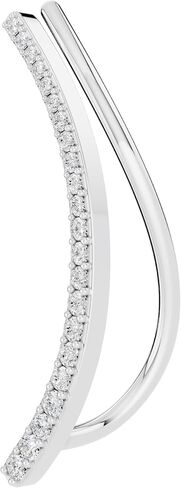 Dazzlingrock Collection Round White Diamond Small Curved Crawler Climber Cuff Earring (1Pc) (0.11 ctw, I-J Color, I2-I3 Clarity) | 925 Sterling Silver in Kuwait