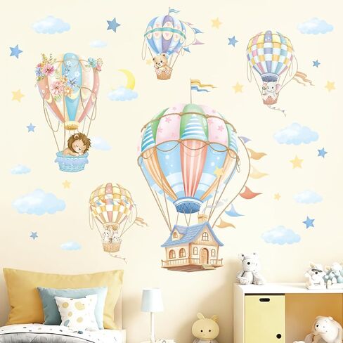 SHUCHING Hot Air Balloon Wall Decal for Nursery, Animal Wall Sticker in Saudi Arabia