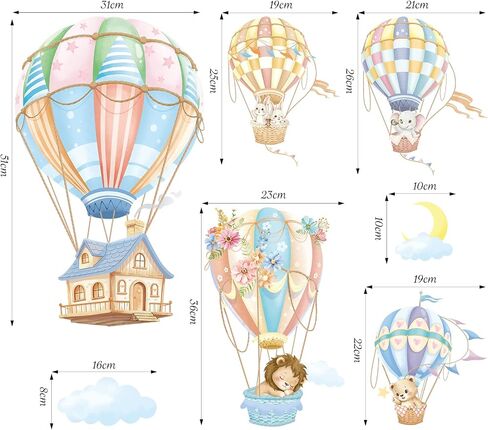 SHUCHING Hot Air Balloon Wall Decal for Nursery, Animal Wall Sticker in Saudi Arabia