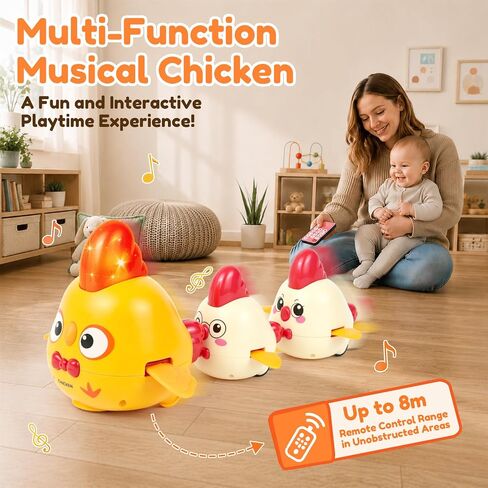 MOONTOY Baby Toys 6-12 Months Musical Dancing Chicken Tummy Time Toys in Kuwait