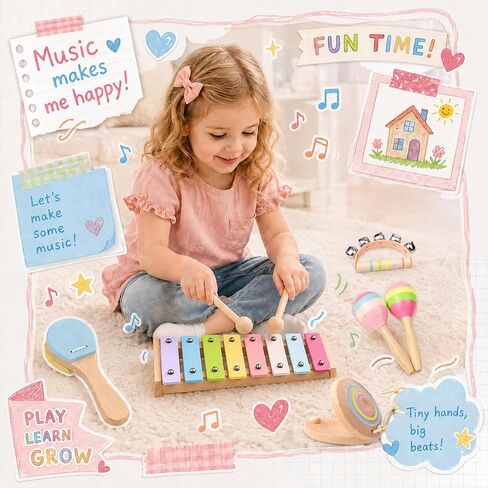 Kids Musical Instruments Set Wooden Montessori Toys for Boys and Girls in Saudi Arabia