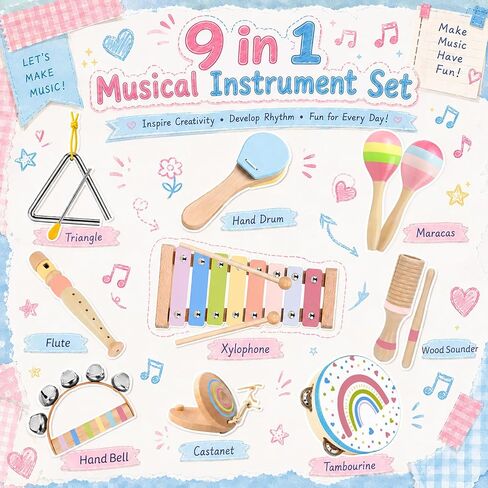 Kids Musical Instruments Set Wooden Montessori Toys for Boys and Girls in Saudi Arabia