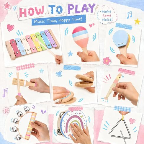 Kids Musical Instruments Set Wooden Montessori Toys for Boys and Girls in Saudi Arabia