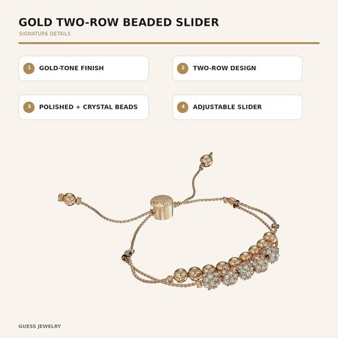 GUESS Womens Double Row Round Bead and Fireball Slider Bracelet in Kuwait