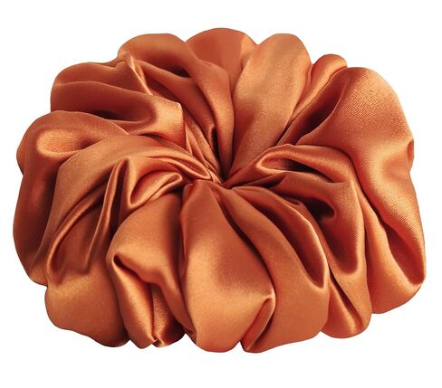 30 Colors Available, Large Stretch Satin Hair Scrunchie, Solid (Dark Brown) in Kuwait