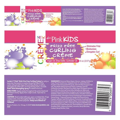 Luster's Pink Kids Frizz Free Curling Creme, 8 Ounce Made with Argan Oil, Shea Butter and Sunflower Oil. in Saudi Arabia