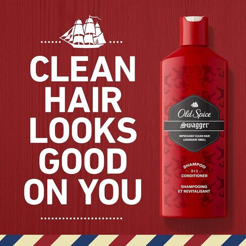 Old Spice Swagger 2in1 Shampoo & Conditioner for Men, 13.5 Fl Oz, 5.449 Fl Oz in Kuwait