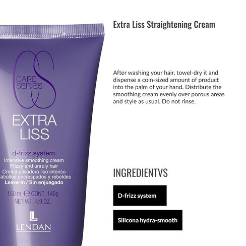 Lendan - Straightening Cream - Extra Liss Smoothing Cream - 150 ml - for Frizzy and Unruly Hair - Leave-In - Hydrates and Disciplines Hair Fiber - Eases Straightening - Anti-Frizz in Kuwait