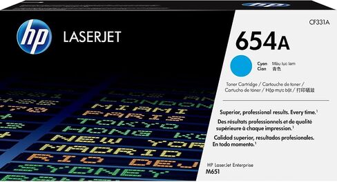 HP 654A Cyan Toner Cartridge | Works with HP Color LaserJet Enterprise M651 Series | CF331A in Kuwait
