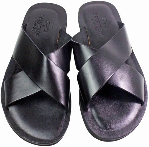 Malibu Black Men’s Italian Leather Sandals Shoes in Kuwait