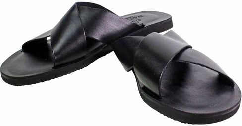 Malibu Black Men’s Italian Leather Sandals Shoes in Kuwait