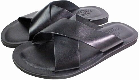 Malibu Black Men’s Italian Leather Sandals Shoes in Kuwait