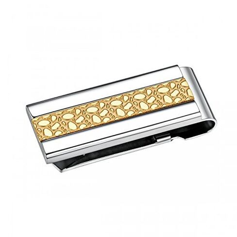 Two Toned Stainless Steel Nugget Pattern Money Clip in Saudi Arabia