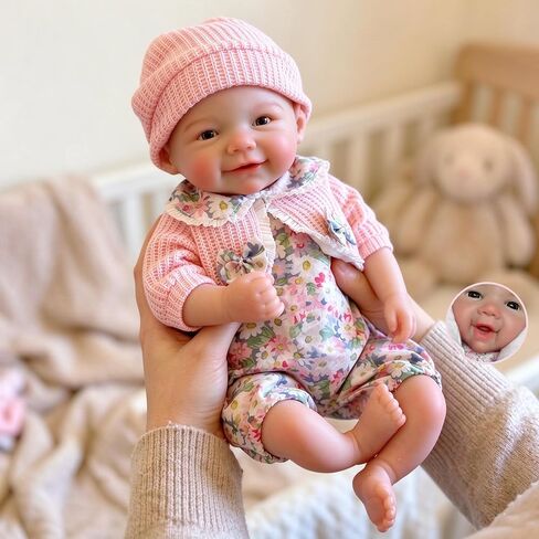 Lifelike Reborn Dolls 13 Inch Can Open Mouth Full Body Silicone Baby Doll, Realistic Handmade Newborn Girl Baby Dolls with Accessories, for Kids in Kuwait