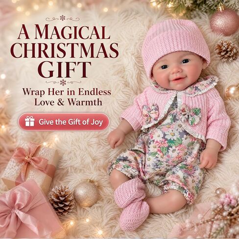 Lifelike Reborn Dolls 13 Inch Can Open Mouth Full Body Silicone Baby Doll, Realistic Handmade Newborn Girl Baby Dolls with Accessories, for Kids in Kuwait