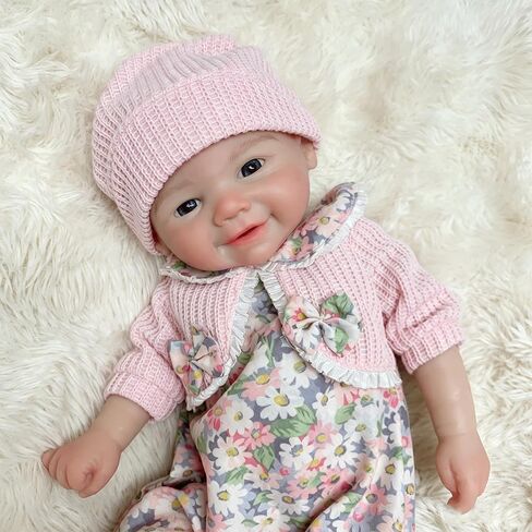 Lifelike Reborn Dolls 13 Inch Can Open Mouth Full Body Silicone Baby Doll, Realistic Handmade Newborn Girl Baby Dolls with Accessories, for Kids in Kuwait
