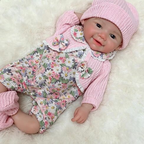 Lifelike Reborn Dolls 13 Inch Can Open Mouth Full Body Silicone Baby Doll, Realistic Handmade Newborn Girl Baby Dolls with Accessories, for Kids in Kuwait
